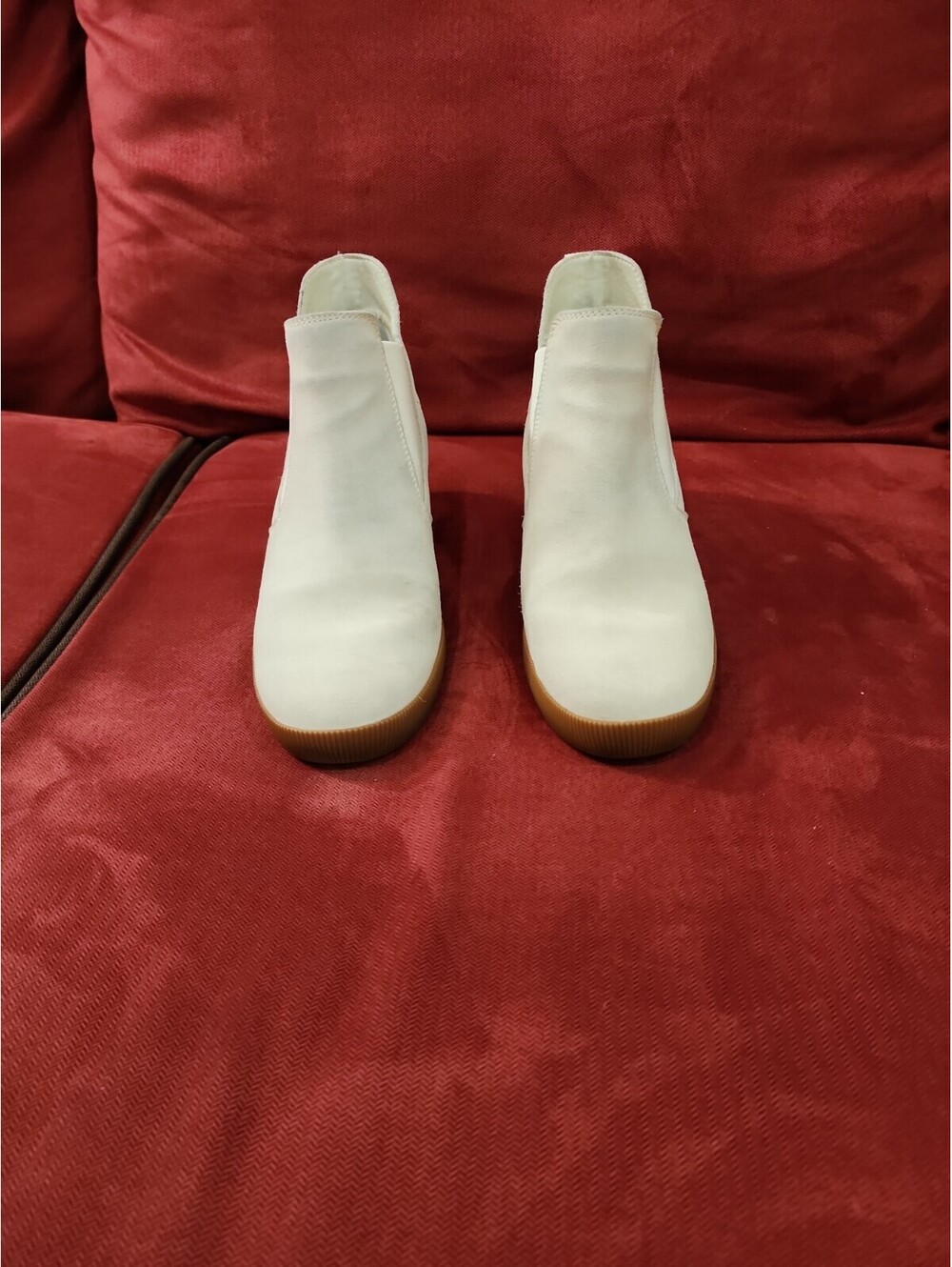 Sorel Boots Women's Size 9.5 Ivory Suede Chelsea Wedge Ankle Booties Nl4911-191